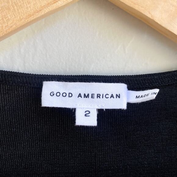 NWT Good American Shimmer Black Faux Wrap Dress - Picture 6 of 6